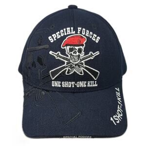 Special Forces One Shot-One Kill Strapback Hat Blue One Size Embroidered